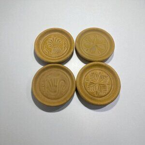 Set Of 4 Vtg Pigeon Forge Pottery Embossed Coasters In Golden Speckled Finish